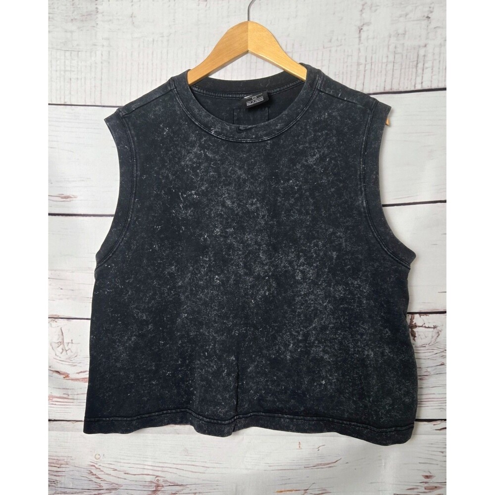 Nike Womens Top Size 1X Black Vintage Wash Muscle Tee Crop Boxy 90's Logo Back